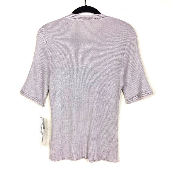 NWT Peter Nygard Metallic Button-Front Knit Top S - Picture 5 of 7